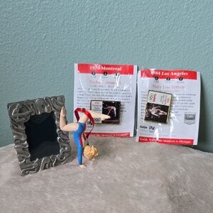 Gymnastics Trinkets: Handstand Ornament, Photo Frame & 2 Kodak Collectible Pins